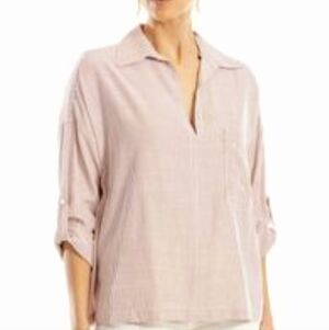 Max Studio Collared Textured Pink Shirt 1X